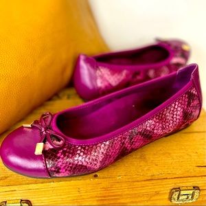 VIONIC Minna Ballet Flat Leather Embossed Snakeskin Magenta